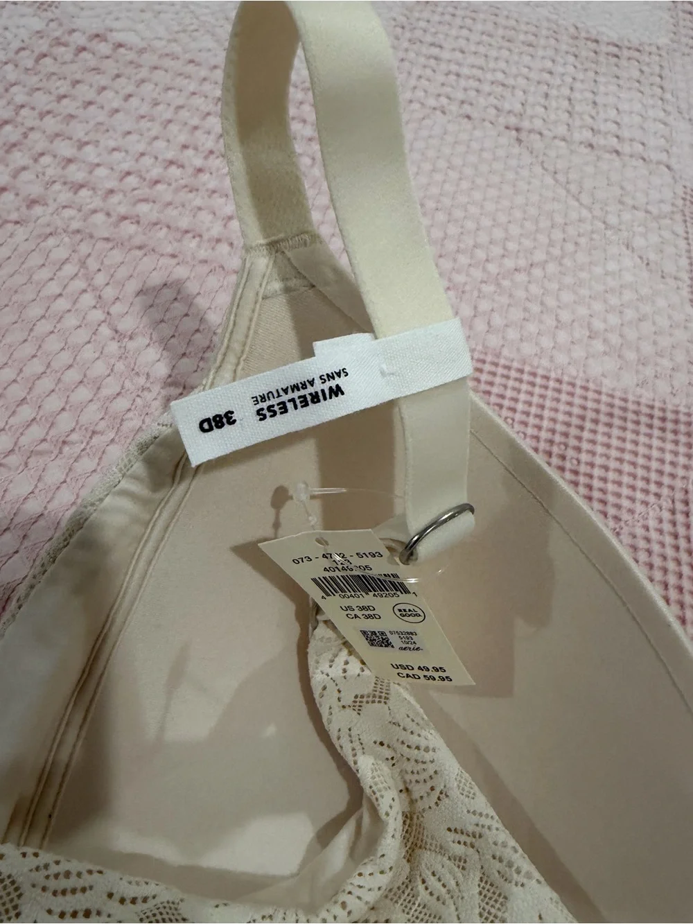 aerie Lace-Trim T-Shirt Bra - Ivory Cream